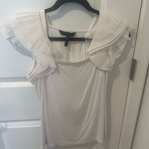 BCBGMaxAzria Ivory Pleated Sleeve Blouse